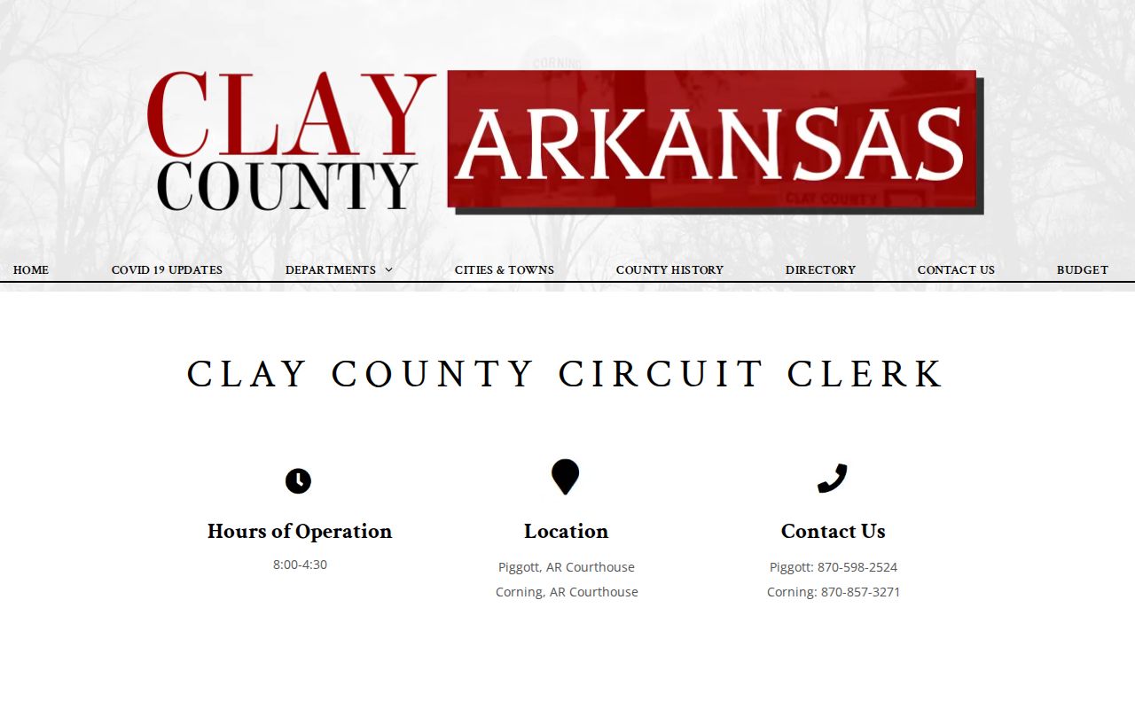 Official Clay County Circuit Clerk information for Corning and Piggott